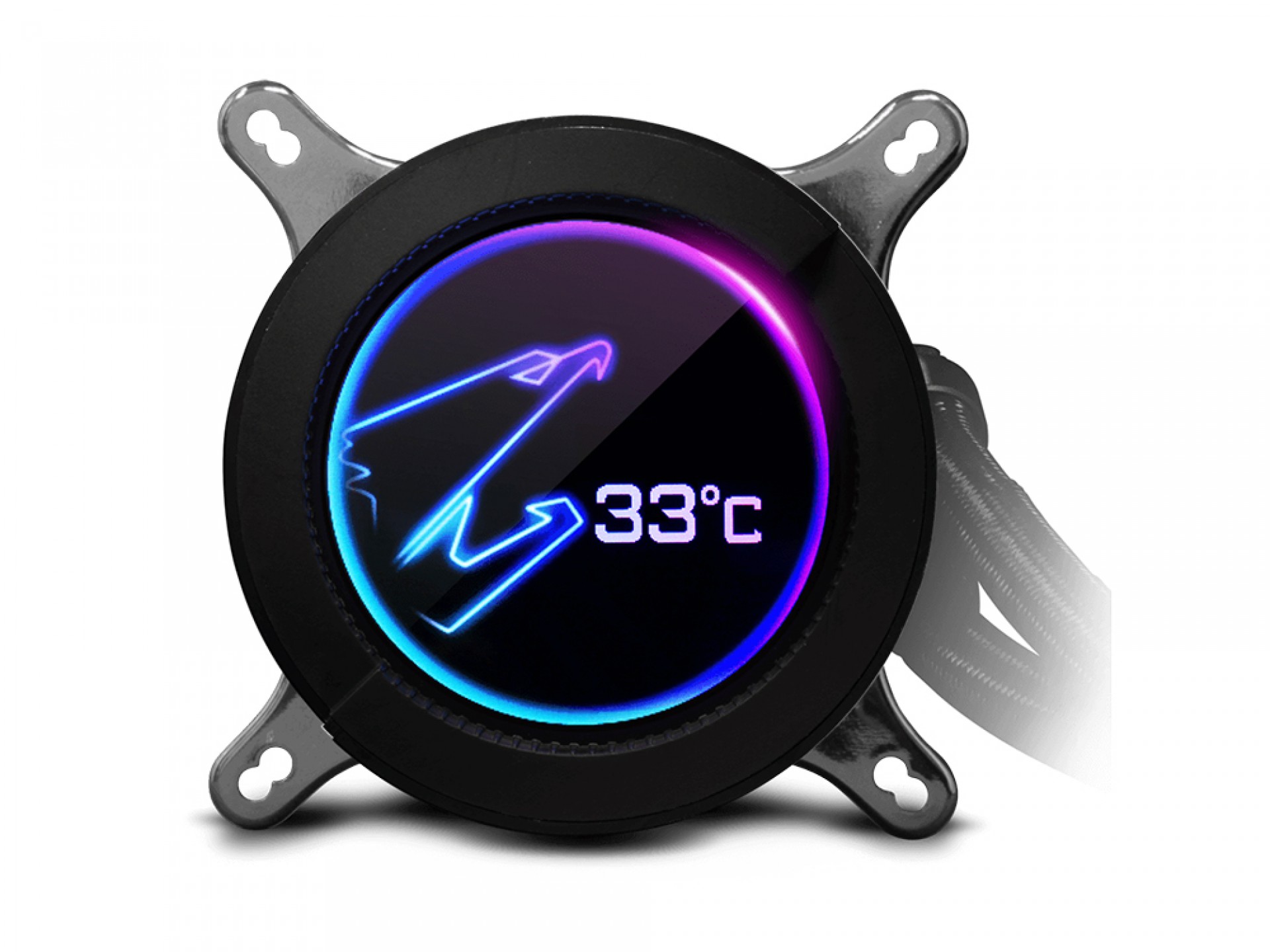 Gigabyte AORUS RGB AIO Liquid Cooler 240 with Circular LCD Display, Dual 120mm ARGB Fans