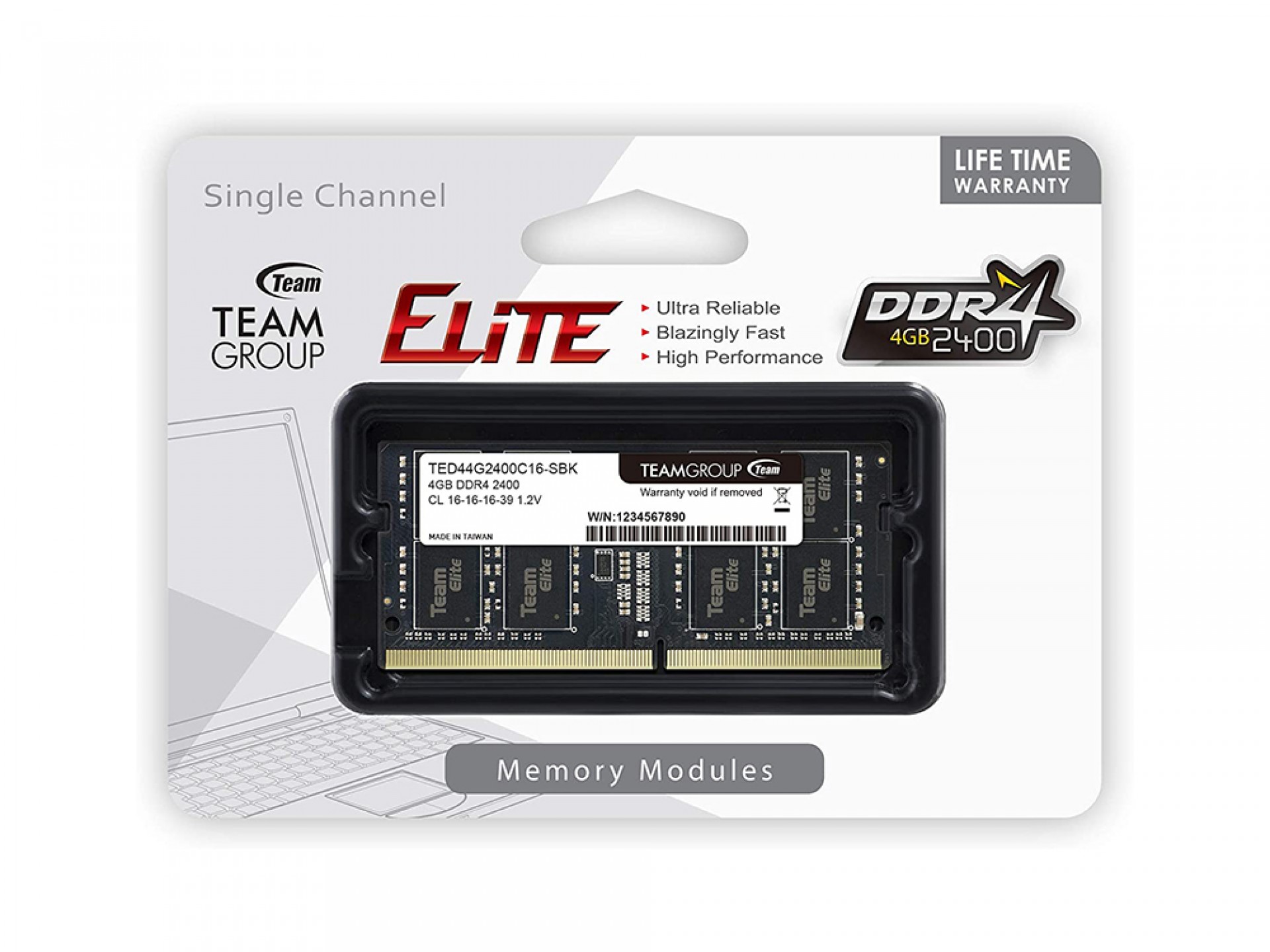 TEAM ELITE U-Dimm 4GB 2400MHz DDR4 RAM